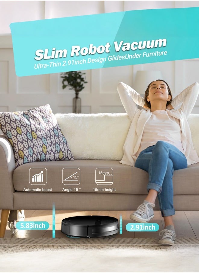 G20 Robot Vacuum with Mop,2 in 1 Mopping Robotic Vacuum with Watertank and Dustbin,Tangle-Free Powerful Suction,Alexa & App Scheduling,  Wi-Fi/App/Remote,Self-Charging, Slim,Black
