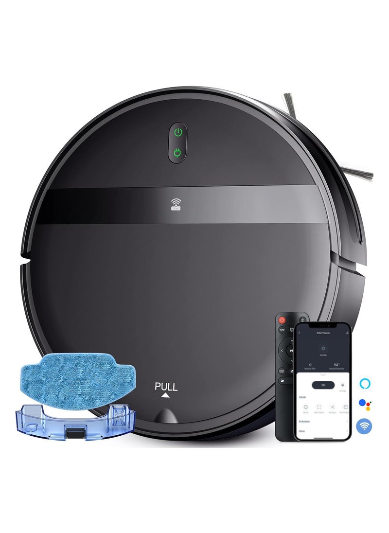 G20 Robot Vacuum with Mop,2 in 1 Mopping Robotic Vacuum with Watertank and Dustbin,Tangle-Free Powerful Suction,Alexa & App Scheduling,  Wi-Fi/App/Remote,Self-Charging, Slim,Black