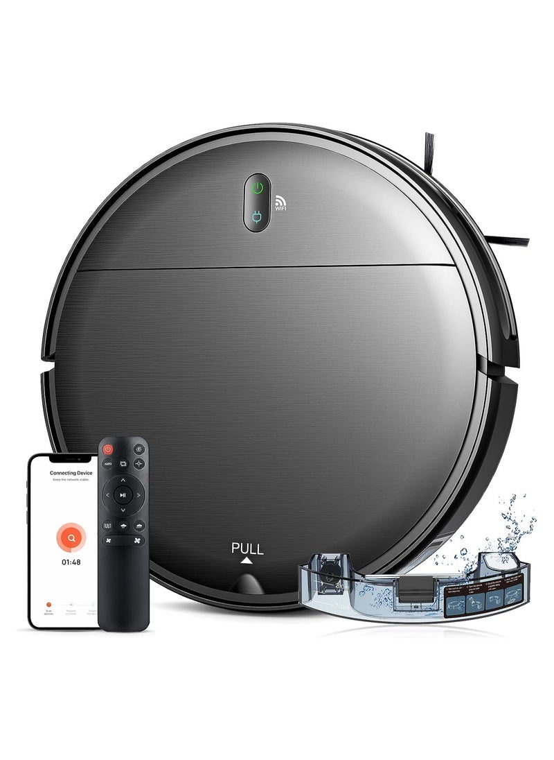 BR151 Robot Vacuum Cleaner with Mop,2 in 1 Mopping Robotic Vacuum with Watertank and Dustbin, Self-Charging, Wi-Fi/Voice/App, Strong Suction, Ease of Use, Self-Charging Robotic Vacuum, Slim, Ideal for Hard Floor, Pet Hair, Carpet