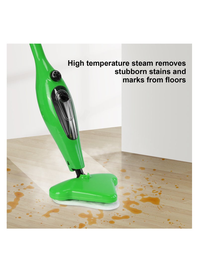 1300W Steam Mop 12-in-1 Cleaner for Hardwood, Tile, Laminate Floors, Glass, Fabric, Metal, or Carpet, 3.5m Long Power Cord Adjustable Steam Modes Convenient Detachable Handheld Unit with 12 Accessories