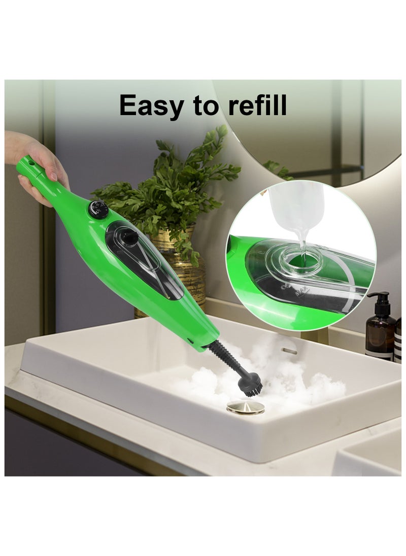 12-in-1 Steam Mop, 1300W Multifunction Handheld Steam Cleaner Mop with 12 Accessories, 3.5m Long Power Cord and Adjustable Steam Modes, Kills 99.9% of Bacteria, That Cleanes & Sanitizes for Cleaning Hard Floors, Carpets, Bathroom, Kitchen, Windows, Garments & Upholstery