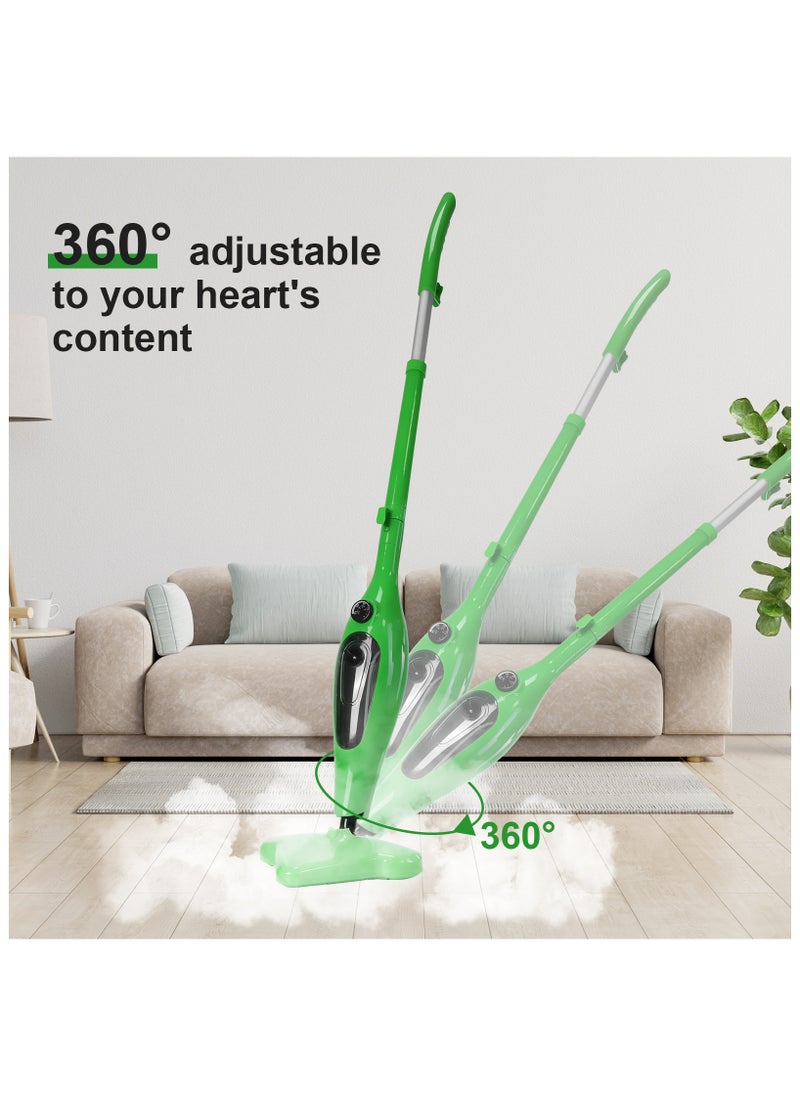 12-in-1 Steam Mop, 1300W Multifunction Handheld Steam Cleaner Mop with 12 Accessories, 3.5m Long Power Cord and Adjustable Steam Modes, Kills 99.9% of Bacteria, That Cleanes & Sanitizes for Cleaning Hard Floors, Carpets, Bathroom, Kitchen, Windows, Garments & Upholstery