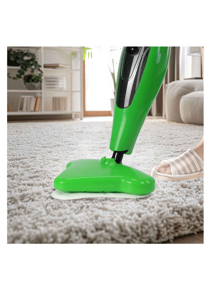 1300W Steam Mop 12-in-1 Cleaner for Hardwood, Tile, Laminate Floors, Glass, Fabric, Metal, or Carpet, 3.5m Long Power Cord Adjustable Steam Modes Convenient Detachable Handheld Unit with 12 Accessories