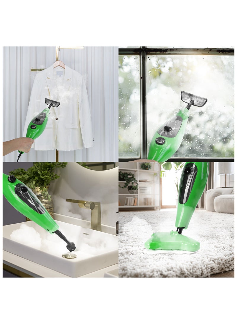 12-in-1 Steam Mop, 1300W Multifunction Handheld Steam Cleaner Mop with 12 Accessories, 3.5m Long Power Cord and Adjustable Steam Modes, Kills 99.9% of Bacteria, That Cleanes & Sanitizes for Cleaning Hard Floors, Carpets, Bathroom, Kitchen, Windows, Garments & Upholstery