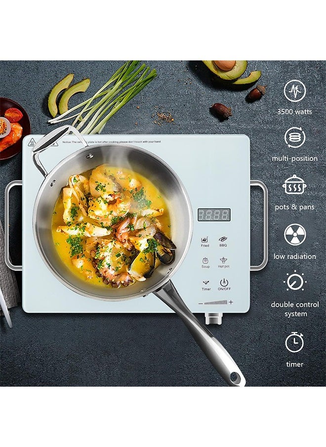 3500W Infrared Cooker,Single Infrared Ceramic Hot Plate,Induction Cooker Electric Infrared Burner Compatible for All Cookwares - White