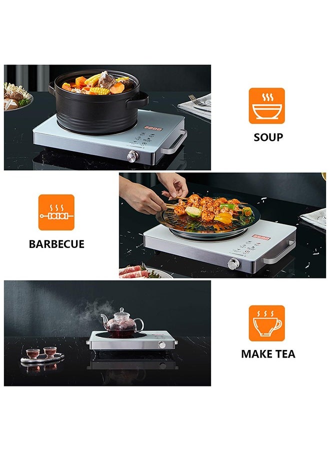 3500W Infrared Cooker,Single Infrared Ceramic Hot Plate,Induction Cooker Electric Infrared Burner Compatible for All Cookwares - White