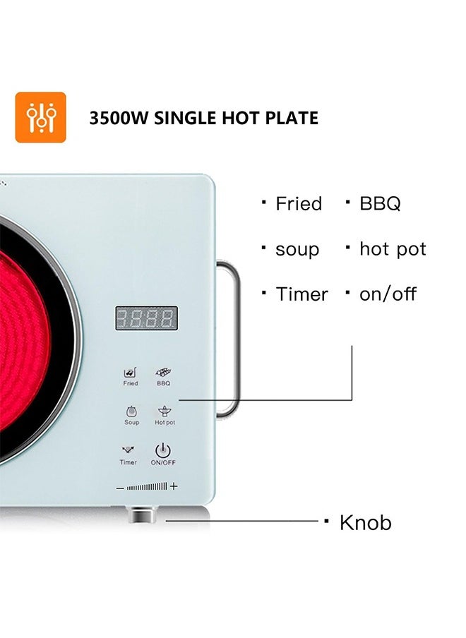 3500W Infrared Cooker,Single Infrared Ceramic Hot Plate,Induction Cooker Electric Infrared Burner Compatible for All Cookwares - White