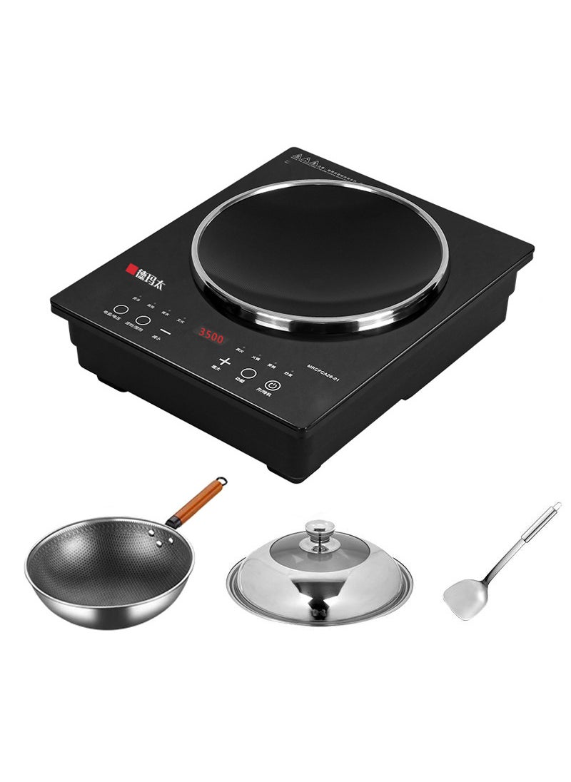 3500W High Power Induction Cooker Set with Pot 3500W touch screen black concave [send non-stick pot cover spatula]]