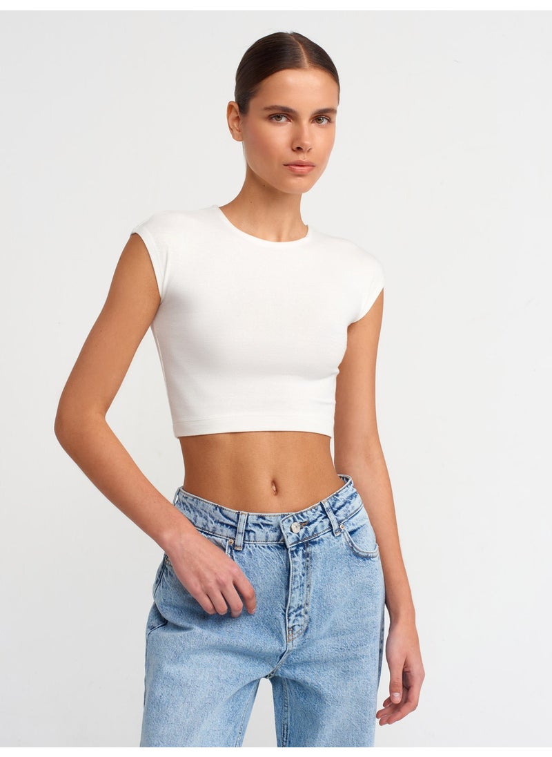 30528 Cotton and Modal Blend Crop Top-Ecru