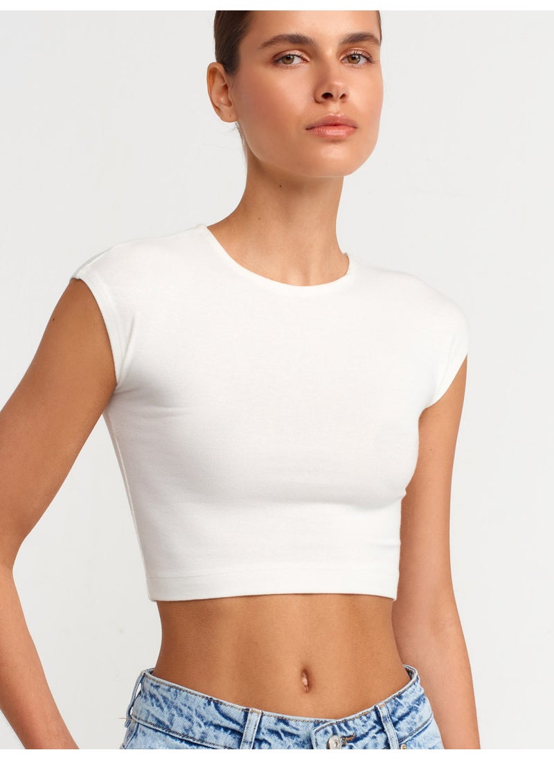 30528 Cotton and Modal Blend Crop Top-Ecru