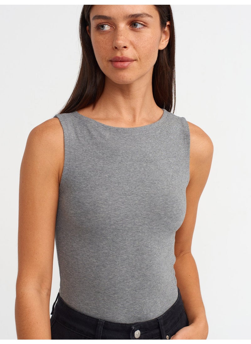 20847 Boat Neck Sleeveless Top-Anthracite