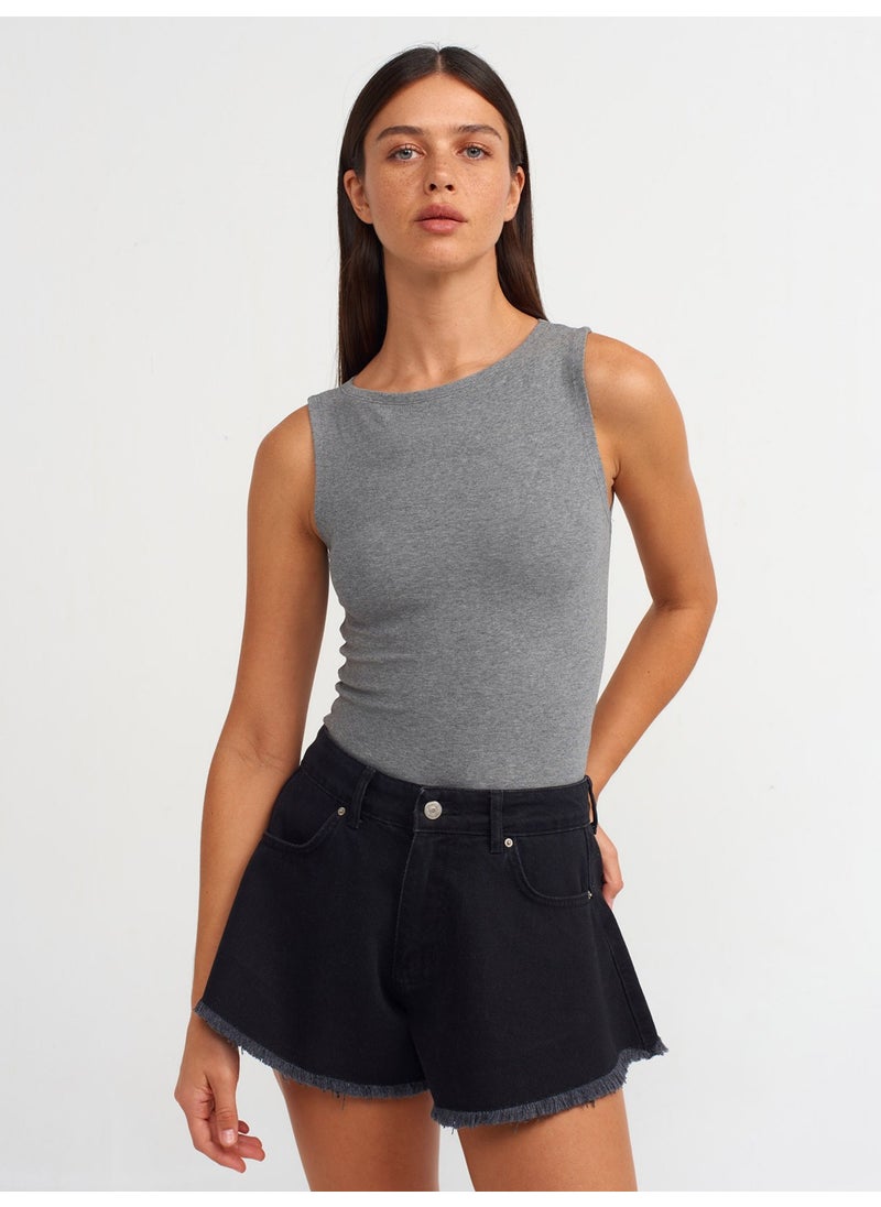 20847 Boat Neck Sleeveless Top-Anthracite