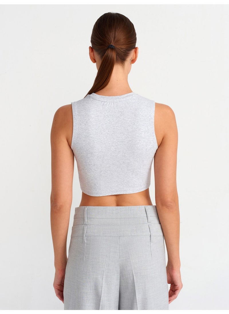 30998 Crop Top-Grey Melange