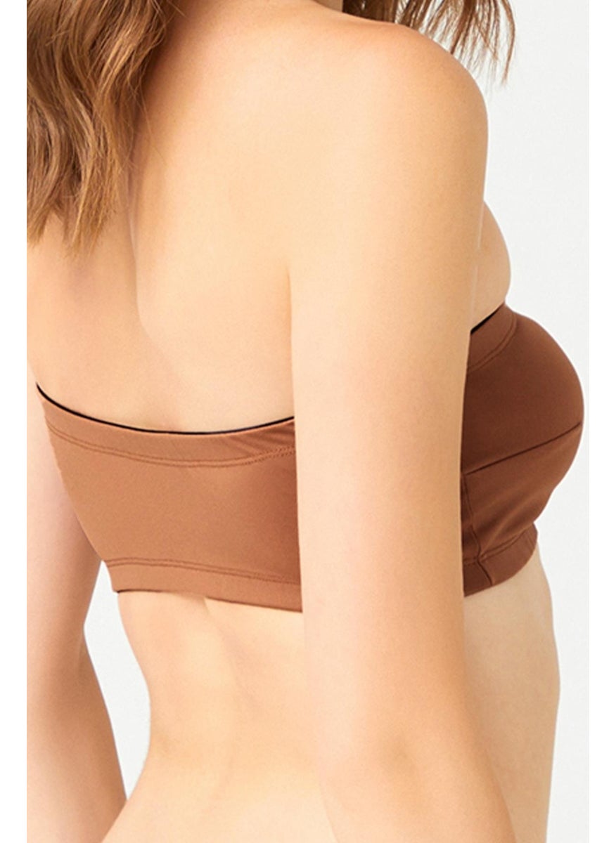 Strapless Crop Top Bustier Milk Coffee