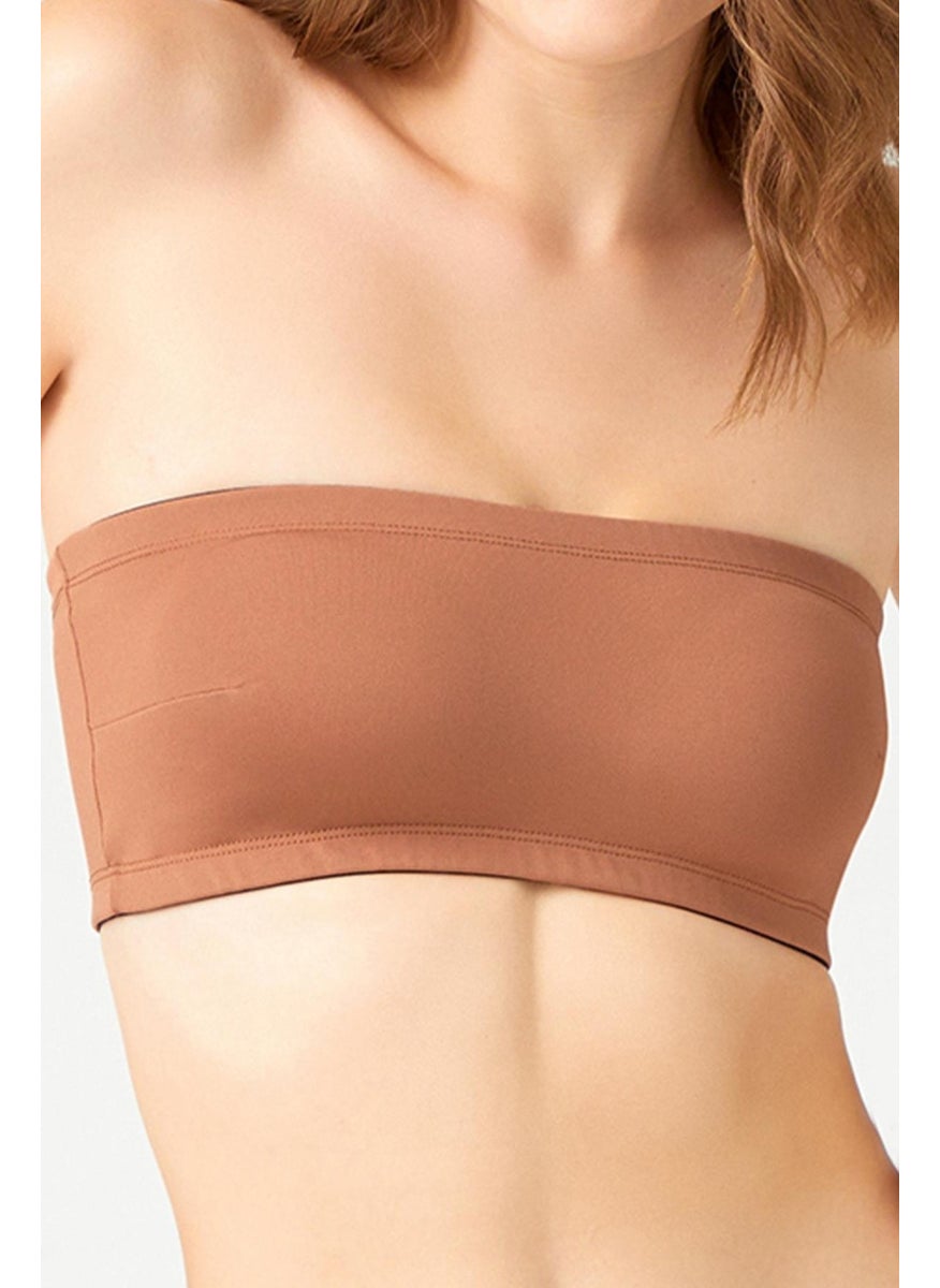 Strapless Crop Top Bustier Milk Coffee