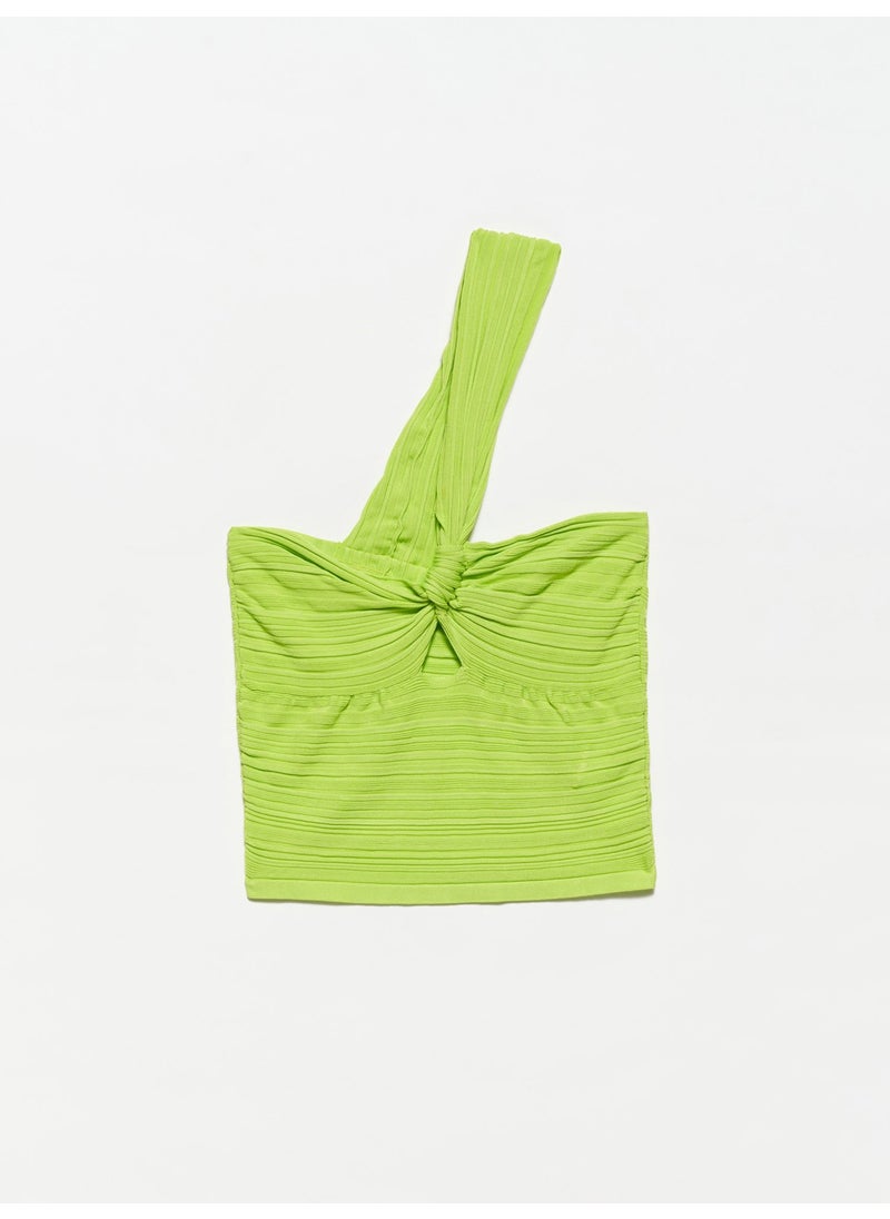 10168 One Shoulder Knitwear Bustier-Lime