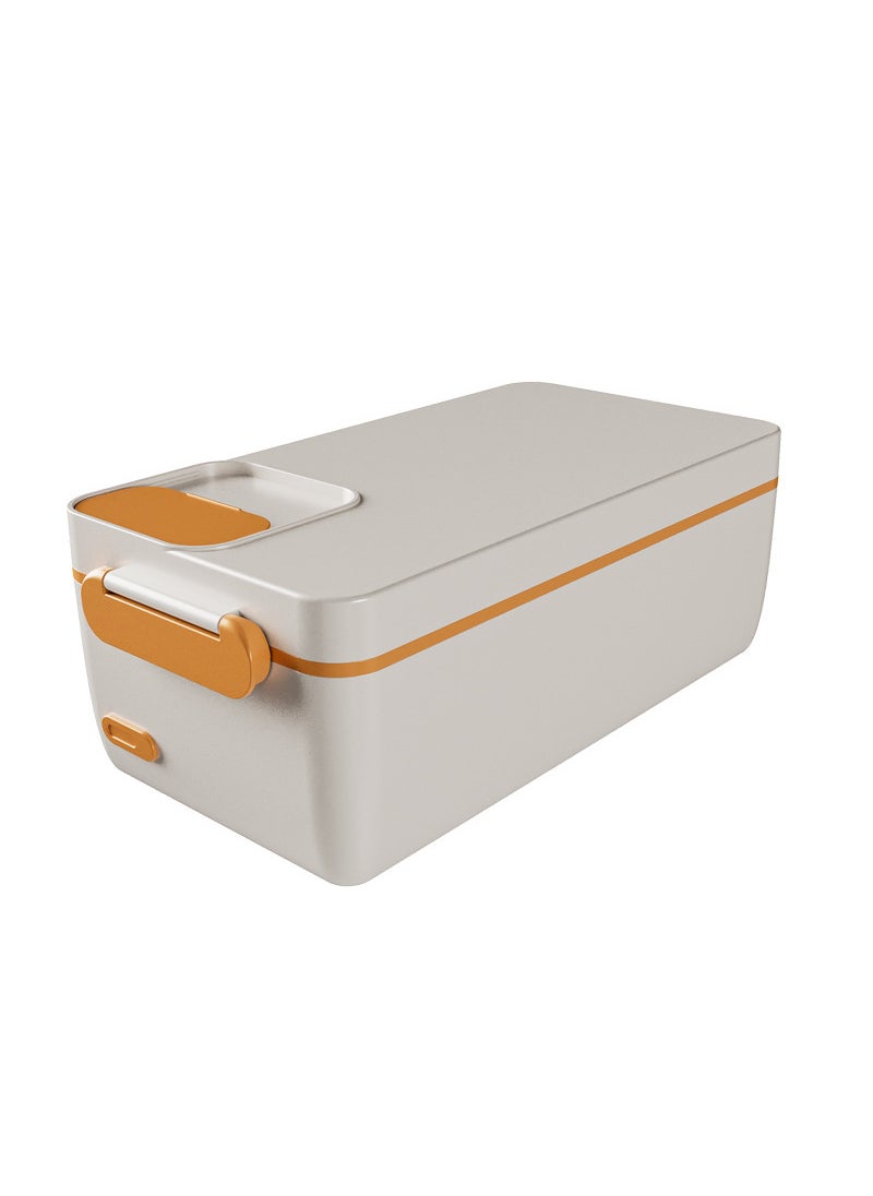 Large Capacity Electric Lunch Box with Stainless Steel Liner white orange