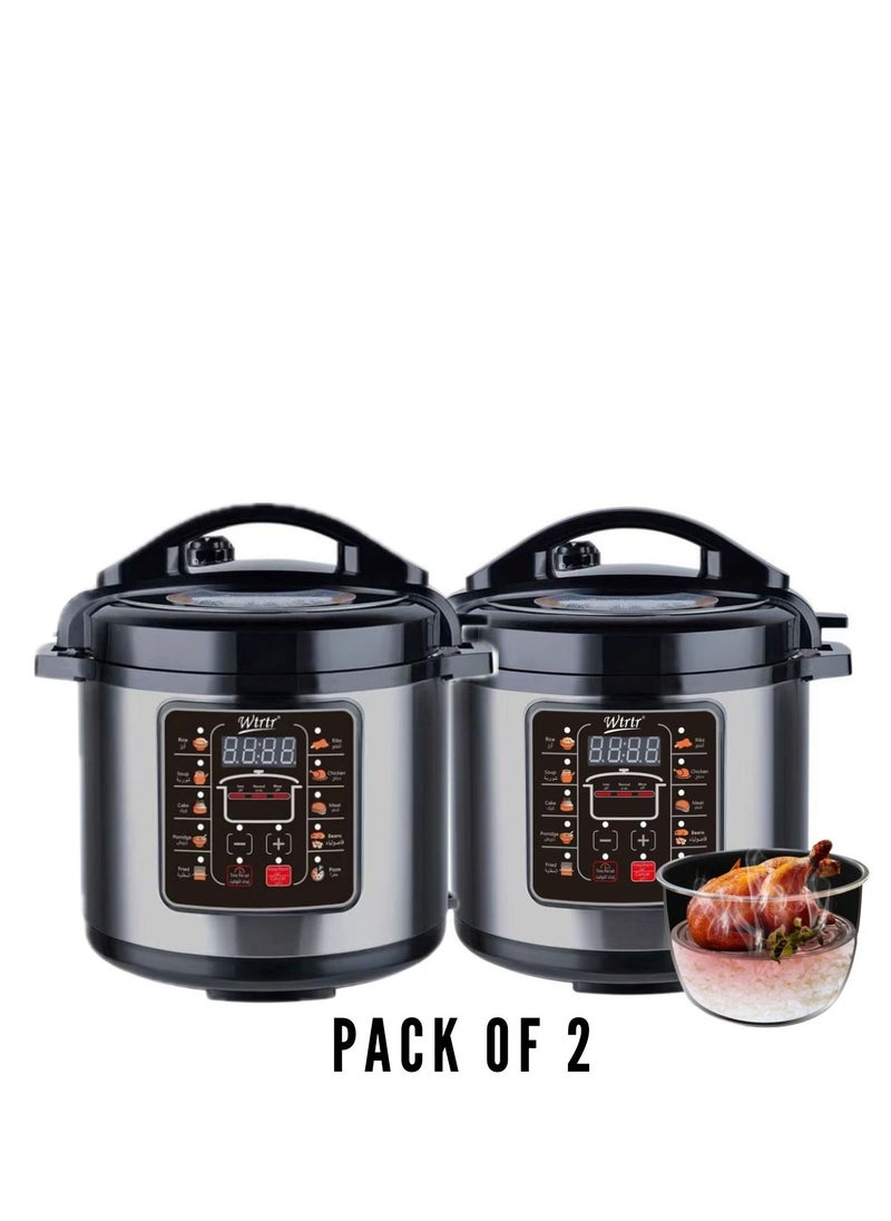 7L stainless steel electric pressure cooker 1000W Slow Rice Cooker Yogurt Cake Maker Steamer and Warmer Silver WTR-7007 ( Pack Of 2 )