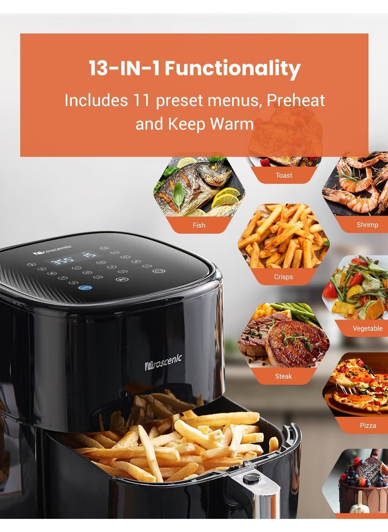 T22 Air Fryer, Smart Air Fryer 5L with 13 Presets & Shake Reminder, LED Touch Screen, Compatible with APP & Alexa, 100+ Online Recipes, Low-Noise, Non-Stick Basket, 1500W