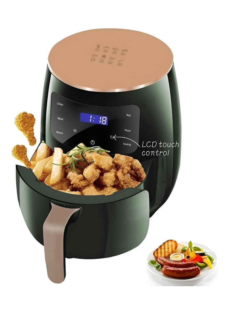 Air Fryer 6L, Digital Air Fryer Touch Screen 360° Hot Air Convection Technology, Temperature and Time Controller, Non stick basket Oil free Use for Frying, Grilling, Roasting, Baking 2400W