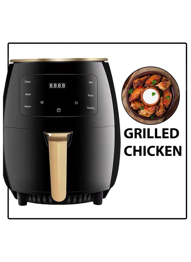 Air Fryer 6L, Digital Air Fryer Touch Screen 360° Hot Air Convection Technology, Temperature and Time Controller, Non stick basket Oil free Use for Frying, Grilling, Roasting, Baking 2400W