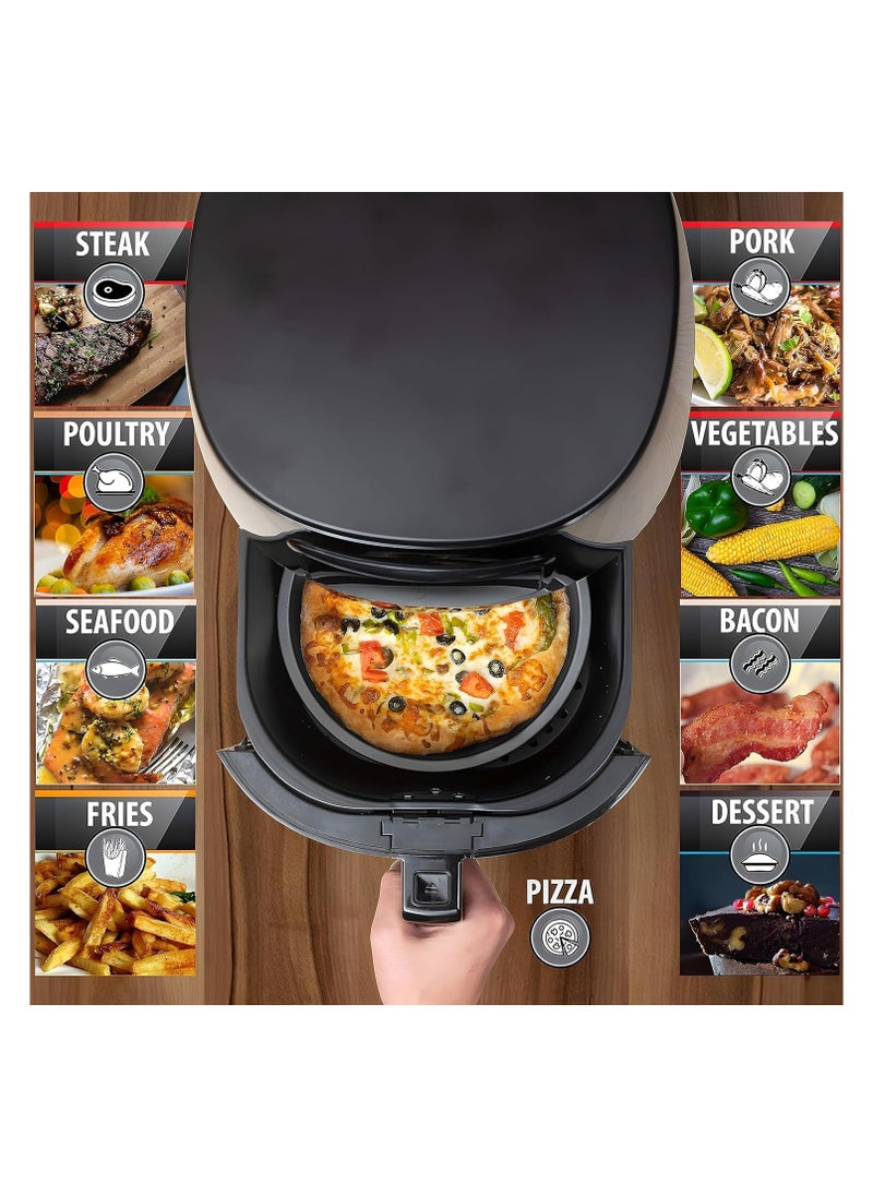 Air Fryer 6L, Digital Air Fryer Touch Screen 360° Hot Air Convection Technology, Temperature and Time Controller, Non stick basket Oil free Use for Frying, Grilling, Roasting, Baking 2400W