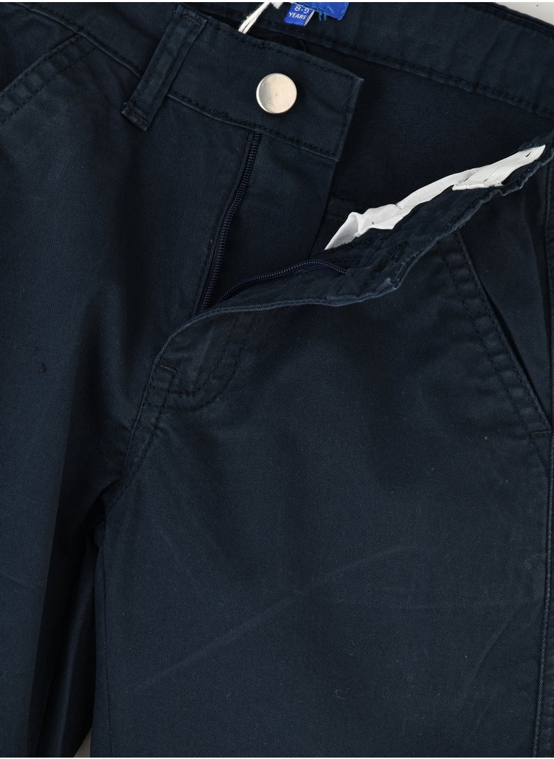 Boys Cargo Pants with Side Pockets - Navy Blue