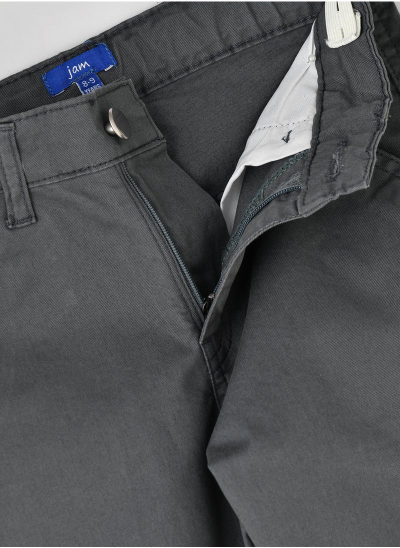 Boys Cargo Pants with Side Pockets - Dark Grey