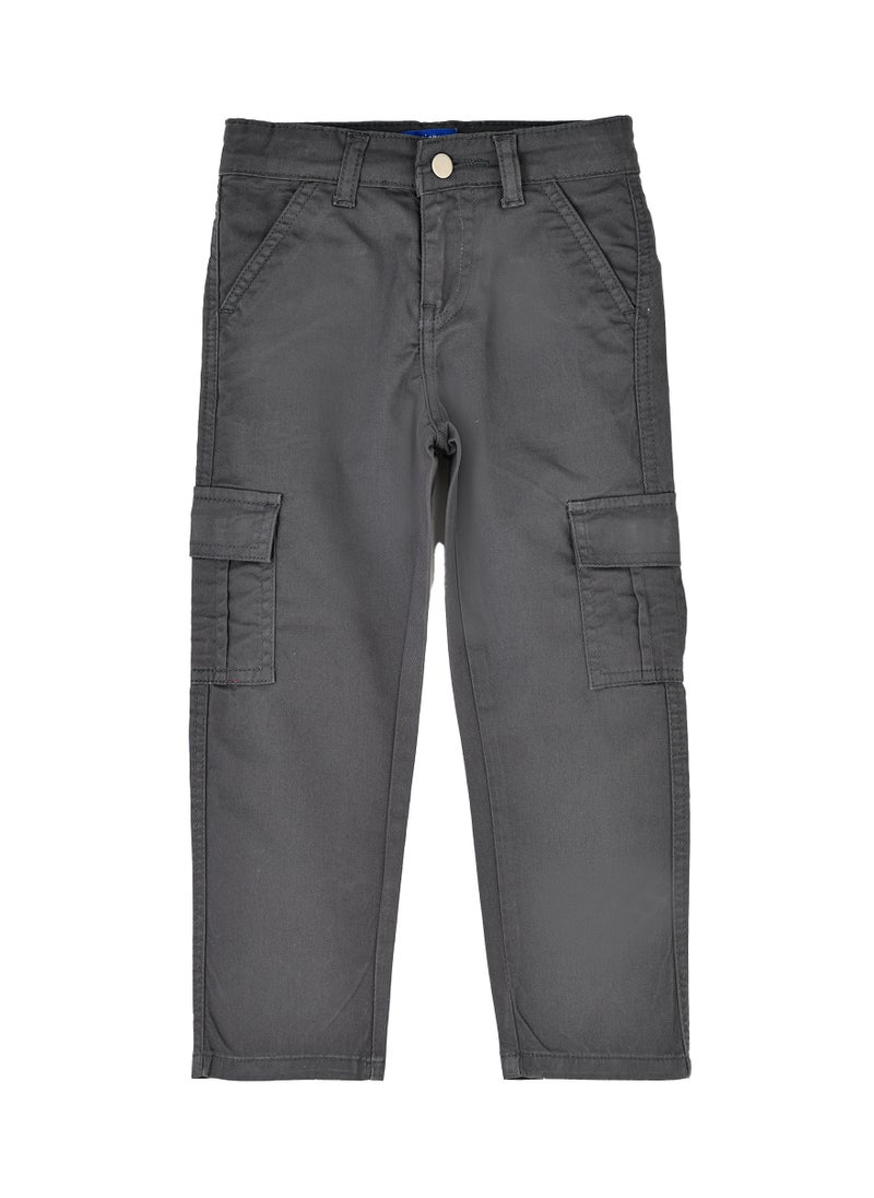 Boys Cargo Pants with Side Pockets - Charcoal Grey