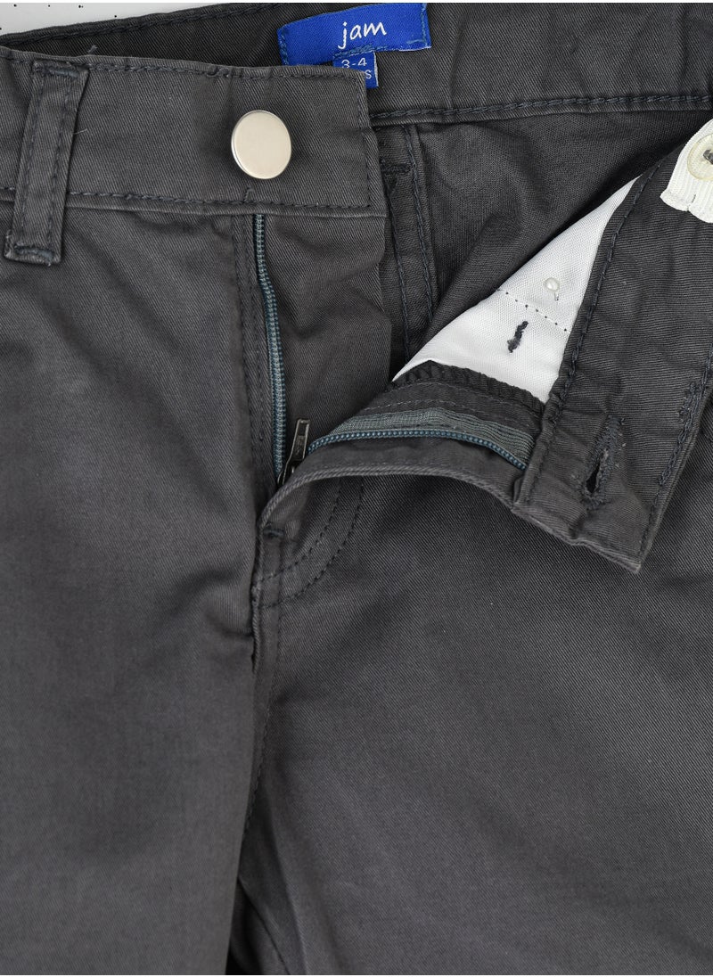 Boys Cargo Pants with Side Pockets - Charcoal Grey