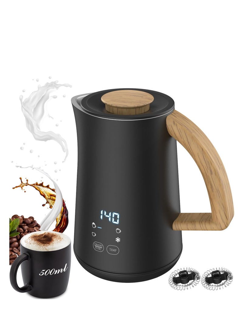 Milk Frother and Steamer, 4-in-1, With Temperature Control Display Screen, Electric Automatic Frother for Hot Chocolate Milk, Cappuccinos, Latte, Macchiato, Black, Easy to Clean, Silent Operation