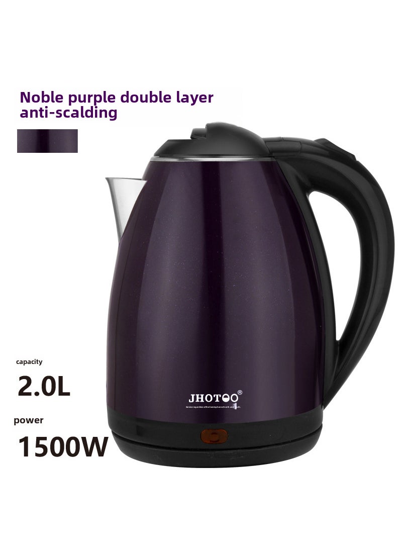 Electric kettle household stainless steel large capacity kettle automatic kettle student dormitory heating kettle 2L Big purple double layer