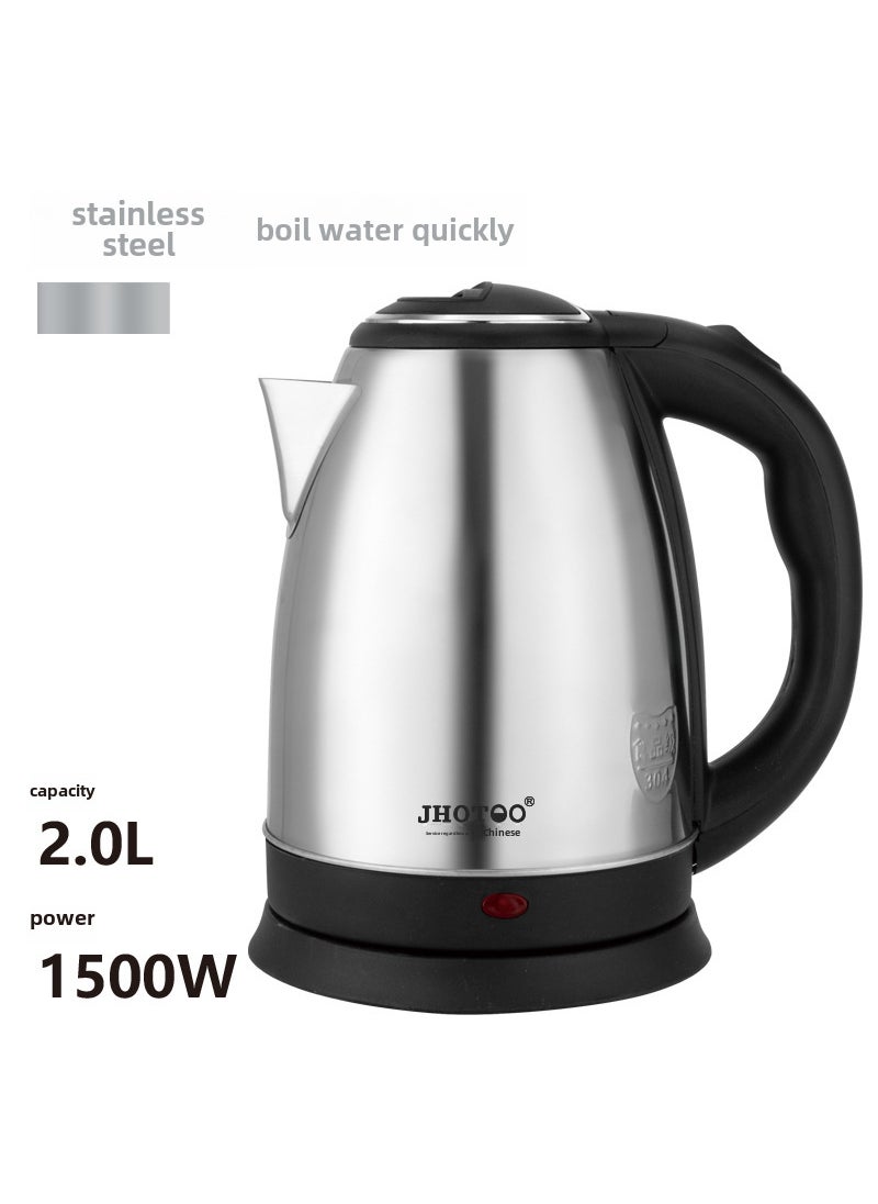 Electric kettle household stainless steel large capacity kettle automatic kettle student dormitory heating kettle 2L Stainless steel single layer (inner steel cover)