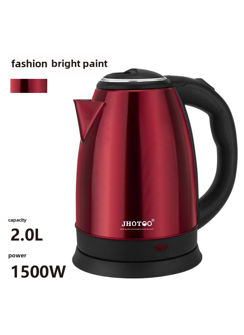 Electric kettle household stainless steel large capacity kettle automatic kettle student dormitory heating kettle 2L Red double layer