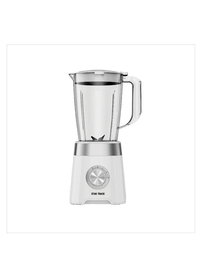 STAR TRACK 3-in-1 Blender, Chopper & Grinder ST-15WD-B500, 500W, 1.5L Plastic Jug, 2-Speed with Pulse, Anti-Slip, Low Power, Premium, White