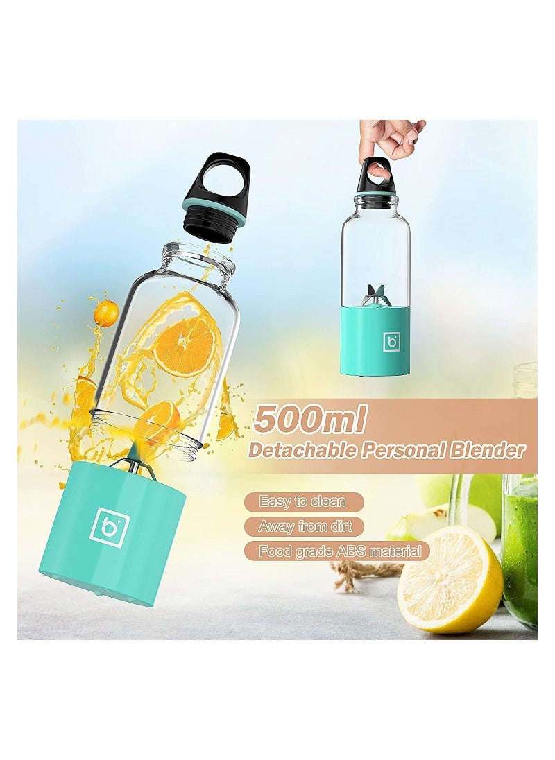 Portable Blender With Handle, 17.6 Oz Rechargeable USB High Speed 4-Blades Fresh Fruit Mixer, Outdoor Mini Portable Juicer, for Fresh Fruit Shakes Ice Smoothies 2600mAh For Travel Sport outdoor