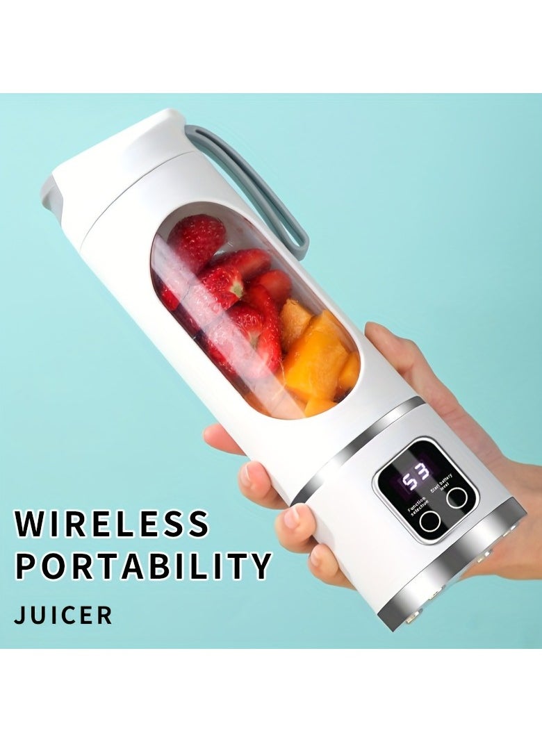 Portable USB Rechargeable Blender with LED Display - 450ml,7.4V 50W 12Blade, Ideal for Smoothies & Fresh Juice, Compact Design for On-the-Go Nutrition