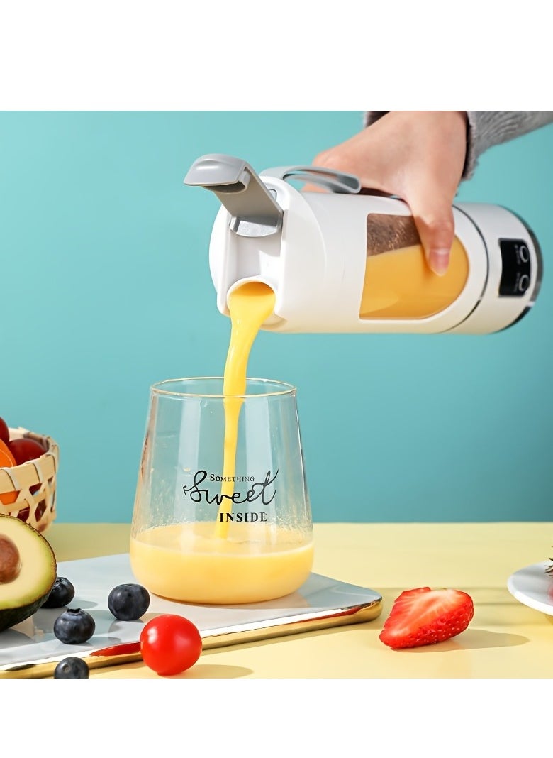 Portable USB Rechargeable Blender with LED Display - 450ml,7.4V 50W 12Blade, Ideal for Smoothies & Fresh Juice, Compact Design for On-the-Go Nutrition