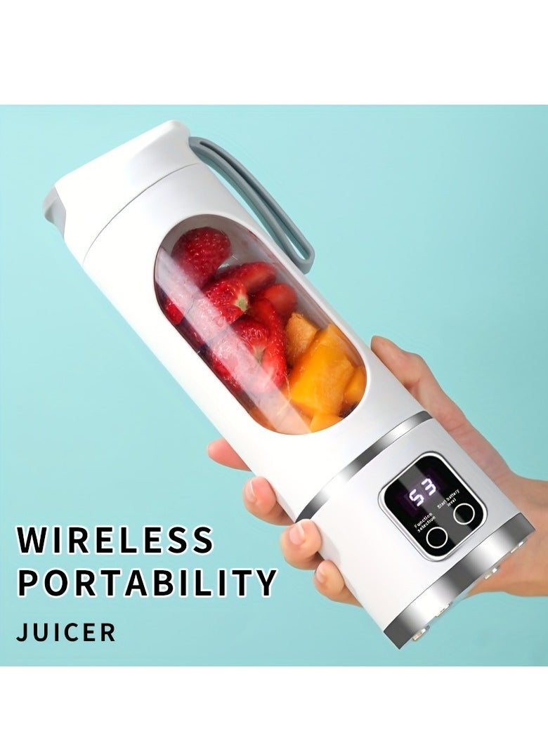 Portable USB Rechargeable Blender with LED Display - 450ml,7.4V 50W 12Blade, Ideal for Smoothies & Fresh Juice, Compact Design for On-the-Go Nutrition