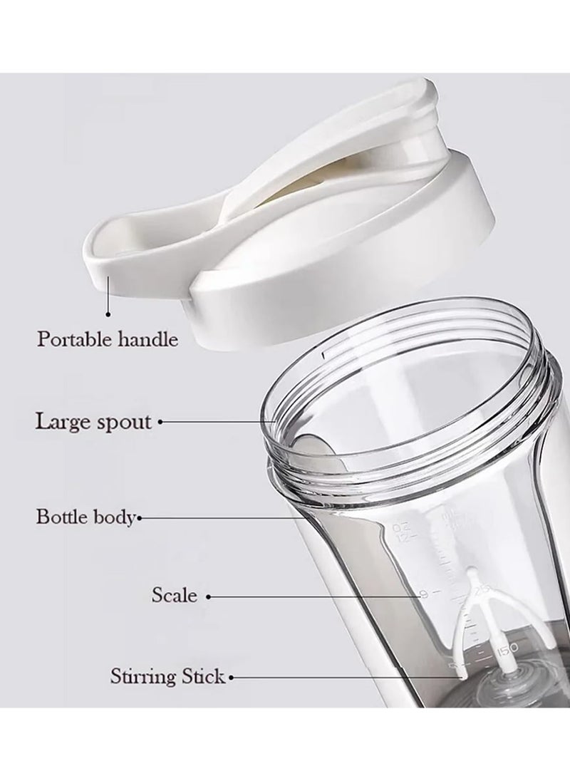 White Electric Protein Shaker Bottle, 100% Leak-Proof Blender - Usb Rechargeable Blender Bottle, Protein Mix Shaker Bottle, Made Of Safe Materials - Bpa Free - 450ml