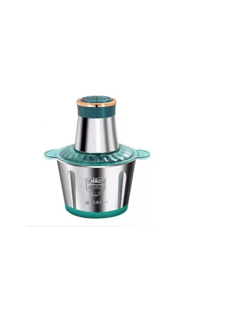 235L Home Copper Electric Meat Grinder Stainless Steel Glass Multifunctional High-Power Food Processor 3 liters of the new green a total of 3 sets of knives