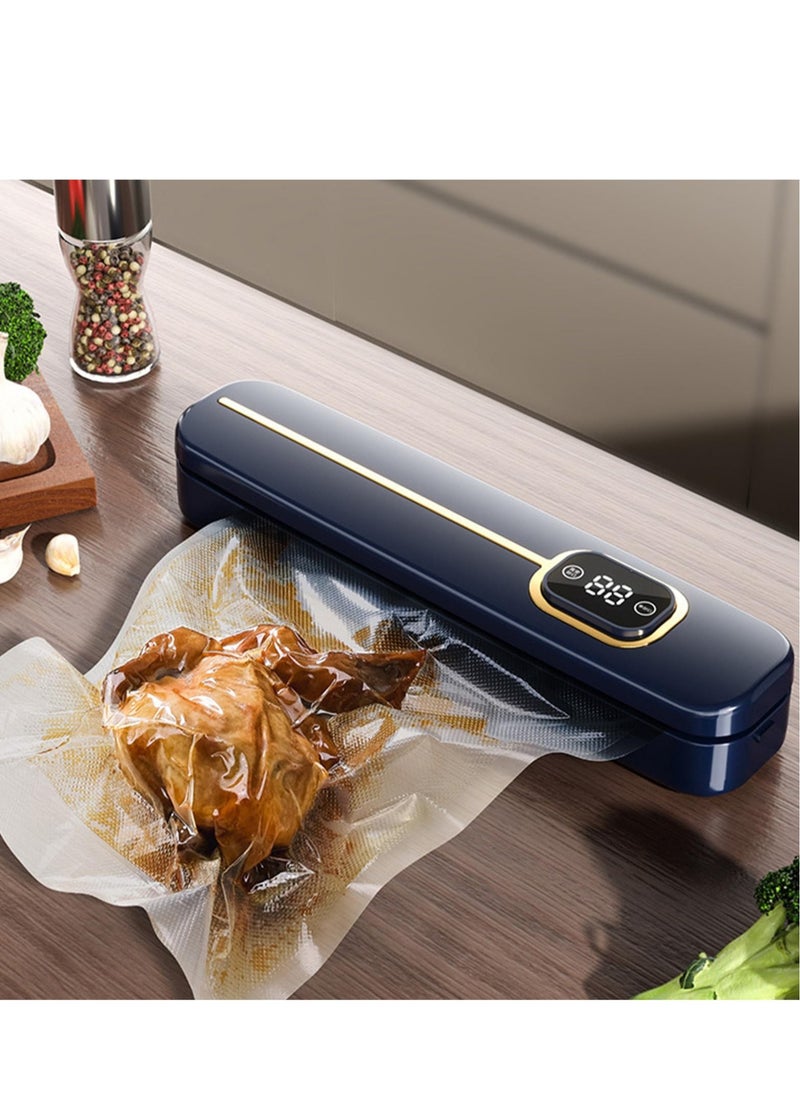 Food Vacuum Sealer Machine, Bag Sealer Protector Vacuum Sealer Machine Automatic Vacuum Sealer, for Sealing Packing Fresh Food Storage Tools (Blue)