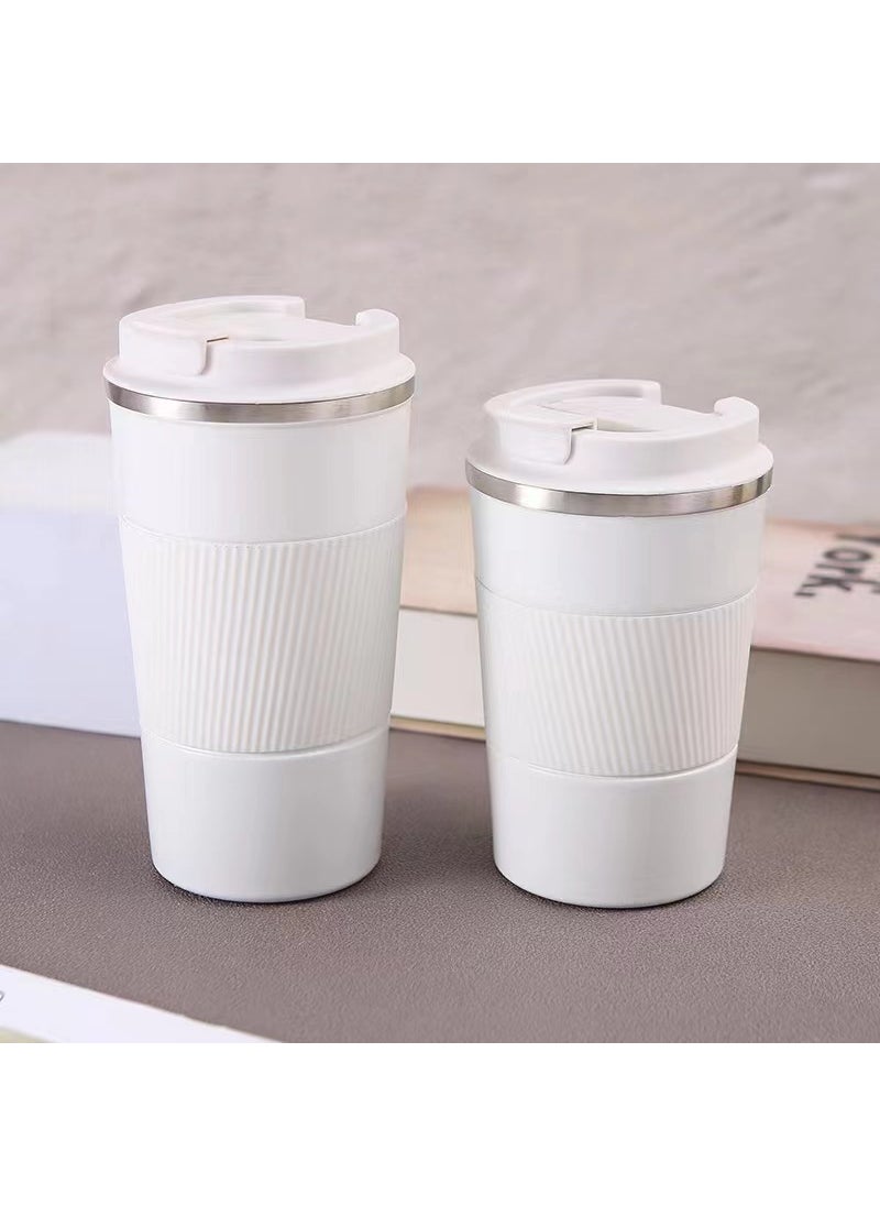 Stainless Steel Vacuum Insulated Coffee Mug with Leather Sleeve Three generations ordinary white