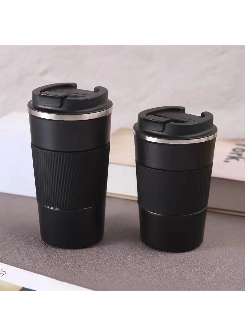 Stainless Steel Vacuum Insulated Coffee Mug with Leather Sleeve Three generations ordinary black