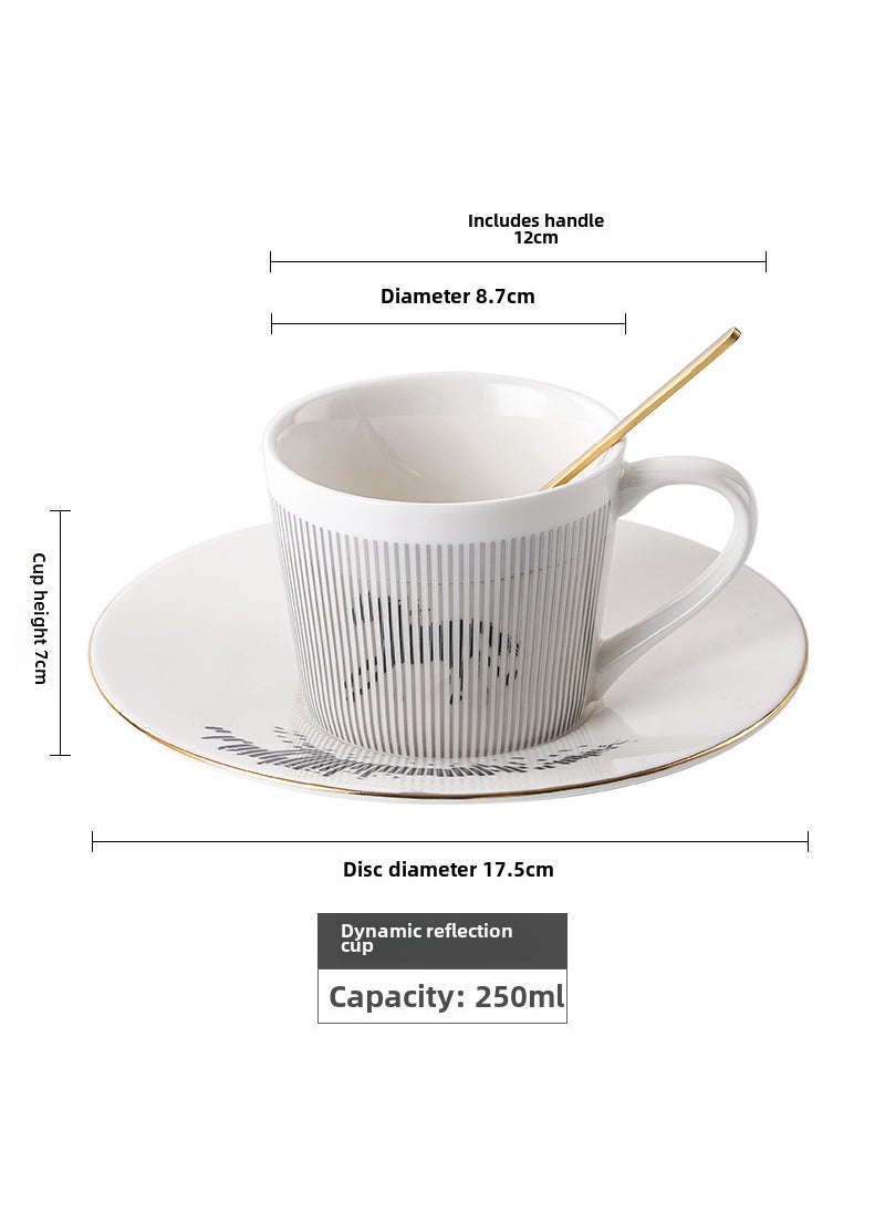 Dynamic reflection mirror Cup creative ceramic afternoon tea coffee cup and saucer Factory Direct in stock wholesale Upgrade horse Silver