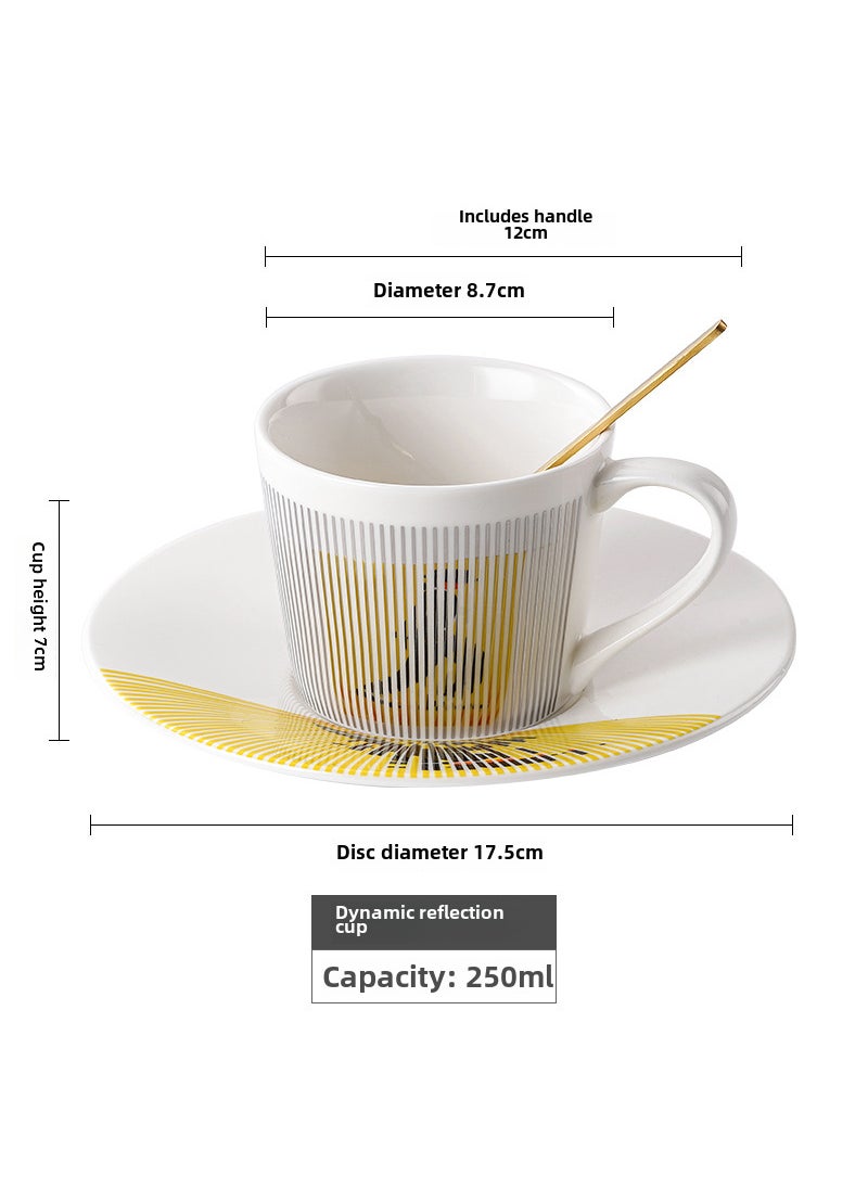 Dynamic reflection mirror Cup creative ceramic afternoon tea coffee cup and saucer Factory Direct in stock wholesale Mike Silver