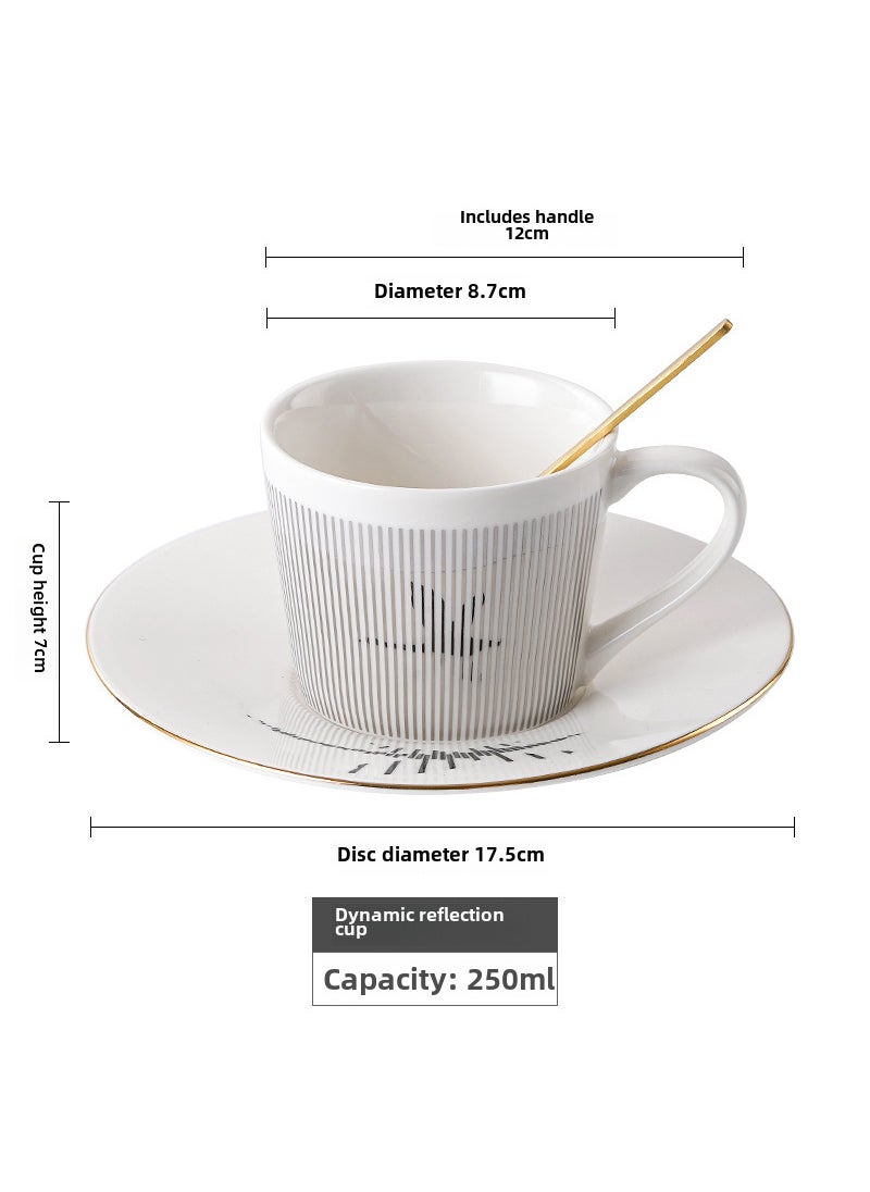 Dynamic reflection mirror Cup creative ceramic afternoon tea coffee cup and saucer Factory Direct in stock wholesale Goose Silver