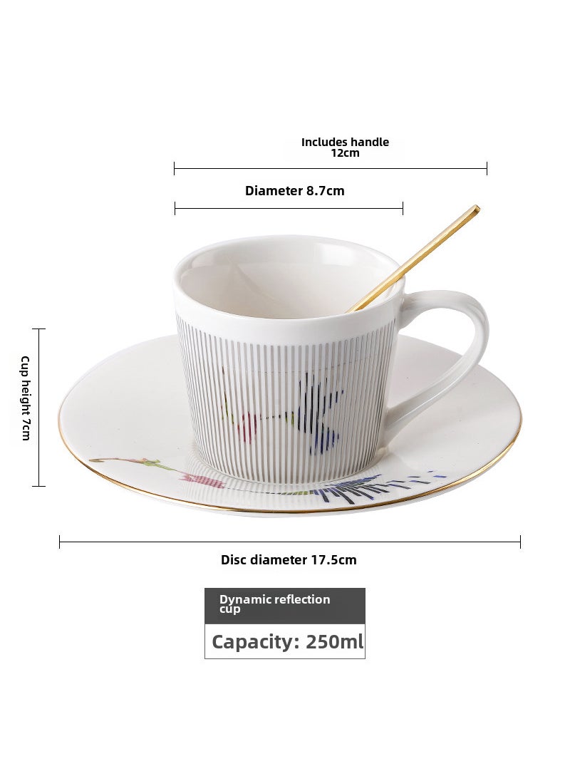 Dynamic reflection mirror Cup creative ceramic afternoon tea coffee cup and saucer Factory Direct in stock wholesale New hummingbird silver