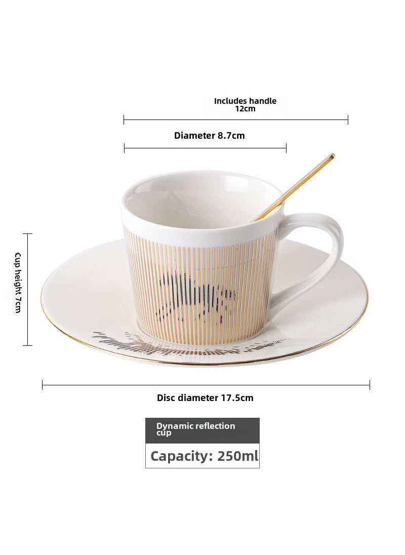 Dynamic reflection mirror Cup creative ceramic afternoon tea coffee cup and saucer Factory Direct in stock wholesale Upgrade Ma Jin