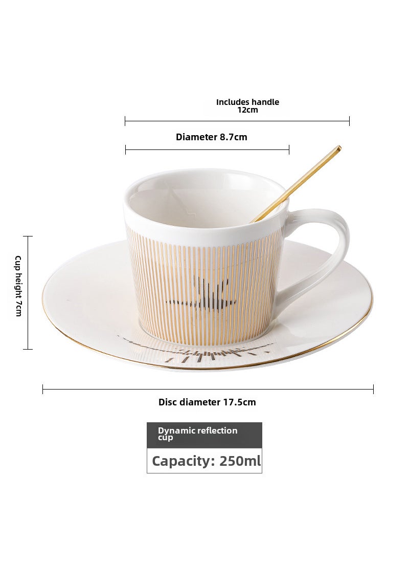 Dynamic reflection mirror Cup creative ceramic afternoon tea coffee cup and saucer Factory Direct in stock wholesale Wild goose gold